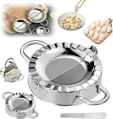 Produktbild von Famanu Set von 2 RVS Ravioli- und Dumplingmachern mit Fülllöffel für Wontons und Teig