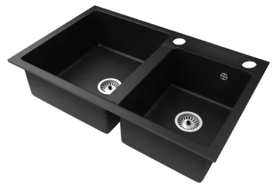 Obrázok produktu pre Kondela Granitový kuchynský drez so sifónom Tori 80x50 cm - čierna