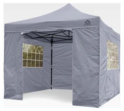 Produktbild von 3x3m wasserdichtes Faltpavillon mit 4 Seitenteilen - Metallisch Grau