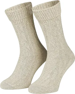 Produktbild von Tobeni Trachten-Umschlagsocken mit Zopfmuster Schoppersocken für Lederhose, Farbe:Natur Meliert, Grösse:43-44
