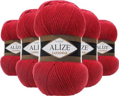 5 x 100 g ALIZE Lanagold 49% Wolle Strickgarn Winterwolle Schurwolle Farbwahl kirschrot