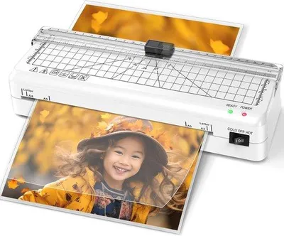 Zdjęcie produktu dla Laminator A4 z krótkim czasem nagrzewania i nożem do papieru – idealny do domu, biura i szkoły