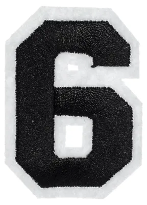 Produktbild von Zahl Sechs Bügelbild Aufnäher Aufbügler Miniblings schwarz weiß College 6 Nummer