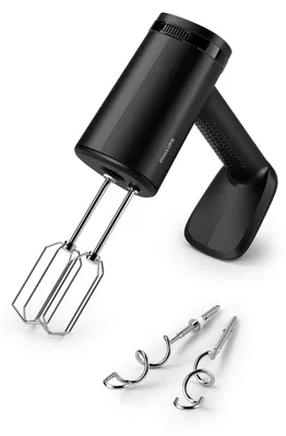 Produktbild von Philips Handrührgerät Serie 5000, 5 Geschwindigkeitsstufen + Turbofunktion, Knetzubehör, schwarz (HR3781/00)