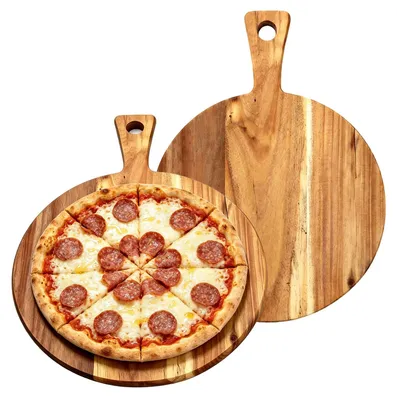 2er-Set Pizzaplanken aus Holz, 40 x 30 cm, mit Griff