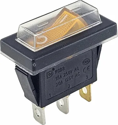 Produktbild von Wippschalter Beleuchtet bei 230V, 15A Geräteschalter mit Wasserdichter Abdeckung