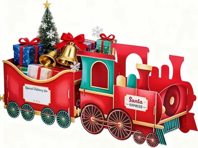 Produktbild von STILVORA 3D-Puzzles, Weihnachtsmann Geschenke Zug Modell, Dekoratives 3D Puzzle, Perfekt für Festliche Dekoration und Sammlerstücke, Weihnachtsdeko für Zuhause