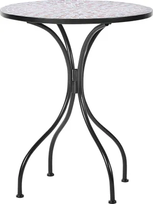 Obrázek produktu pro BELIANI Zahradní bistro stůl černý kovový železný kulatý 60 cm mozaikový vzor vintage styl venkovní nábytek