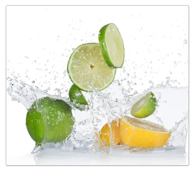 Produktbild von Spritzschutz Herdabdeckplatte Schneidebrett aus Glas Zitronen und Limetten 1-Teilig (60x52cm)