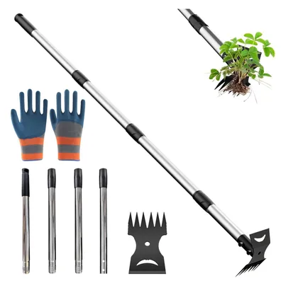 Imagen del producto de Eliminador de malas hierbas con mango largo, 148 cm, azada de jardín 2 en 1, para jardín y terraza
