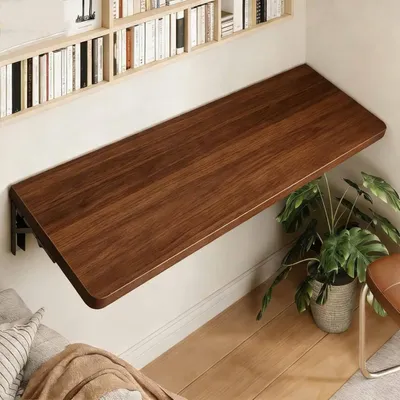Produktbild von Klappbarer Wandschreibtisch – platzsparender Klapptisch mit Metallhalterungen, vielseitige Werkbank für Arbeitszimmer, Küche, Waschküche, Schlafzimmer und Bar, Walunt, 100 * 40cm