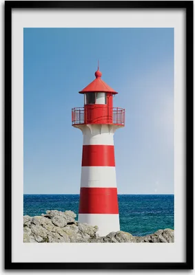 Produktbild von Bild - Bilderrahmen - Foto - 70 cm x 100 cm - MDF - Rahmen - Wandkunst - Leuchtturm
