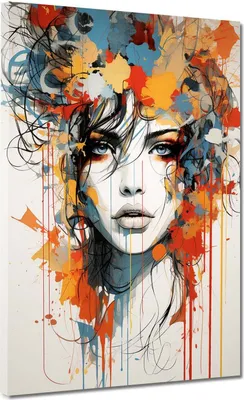 Produktbild von Splash Gesicht einer Frau Leinwandbild Wandbild Kunstdruck XL Deko: 120x90x2cm