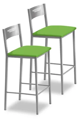 Image de ASTIMESA : Deux tabourets pour la cuisine, 60 cm, similicuir, vert (TAB60VE)
