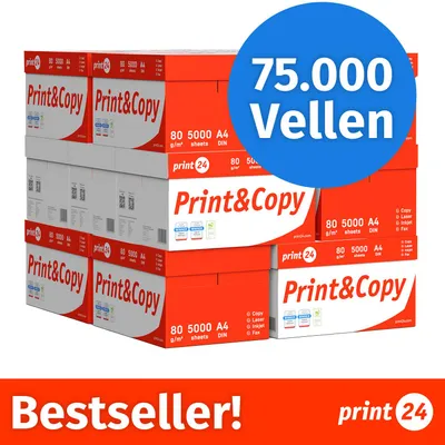 Productafbeelding van NIEUW: print24 Printerpapier Kopieerpapier 75000 Vel 150 x 500 A4 Premium Extra Wit CIE 160 Testwinnaar PEFC-gecertificeerd