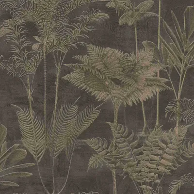 Produktbild von Vliestapete 555165 Tapete Botanical Dschungel 53 x 1005 cm Rasch Lirico Schwarz Gold