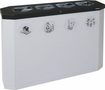 Produktbild von Abfallsammler mit offener Einwurfsöffnung | 4x45 Liter, HxBxT 83x120x35,5cm | Eisenglimmer