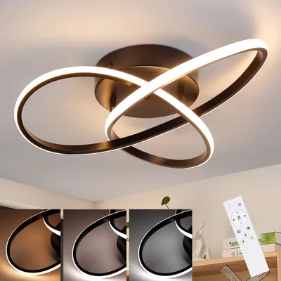 Obrázek produktu pro ZMH LED stropní svítidlo Stmívatelné s dálkovým ovládáním Stropní svítidlo 40CM 33W Moderní černé geometrické designové svítidlo do obývacího pokoje ložnice kuchyně předsíně