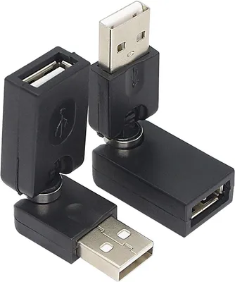 Productafbeelding van USB Verlengadapter - Draaibare Connector - Poorten Uitbreiden - 90 Graden Vouwbaar - 2 Stuks - Zwart