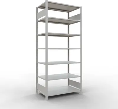 Produktbild von Schulte Büro-Fachbodenregal MULTIplus150 Stecksystem ohne Mittelanschlag | Grundregal | Fachlast 150kg | 230x100x60cm | 7 Ebenen | Beidseitig nutzbar | Lichtgrau
