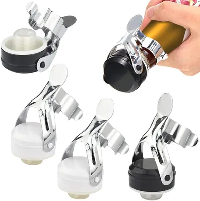 Image de 4 bouchons à anse pour champagne, bouchons hermétiques pour vin, bouchons pour champagne, en acier inoxydable
