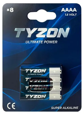 Productafbeelding van TYZON® AAAA batterijen, 1,5V, super alkaline – verpakking van 8 | Duurzame microbatterijen