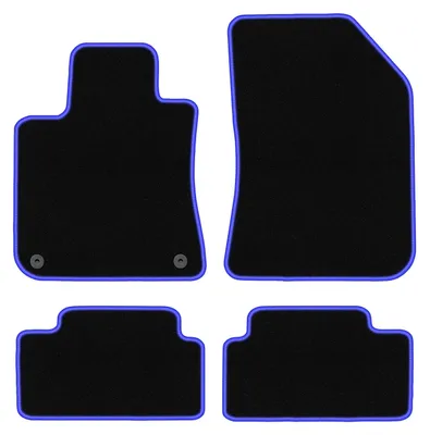 Produktbild von Fußmatten Automatten Velours Schwarz/Blau für Peugeot 308 II 2013- Set 4-tlg