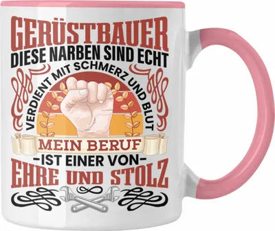 Produktbild von Trendation - Gerüstbauer Tasse Männer Spruch Geschenk Gerüstbaumeister (Rosa)
