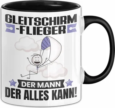 Produktbild von Gleitschirmflieger Tasse Geschenk für Gleitschirmflieger Der Mann Der Alles Kann Geschenkidee zum Geburtstag (Schwarz)