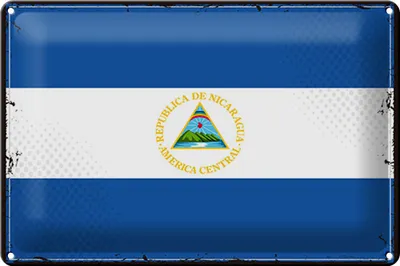 Produktbild von Blechschild Flagge Nicaragua 30x20cm Retro Flag Nicaragua