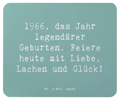 Produktbild von Mr. & Mrs. Panda Mauspad Spruch 1966 Geburtstag - Meeresbrise - Geschenk, personalisierte Geschenke, Geburtstagsgeschenk, mousematte, Alter, laptop mousepad, Jubiläum