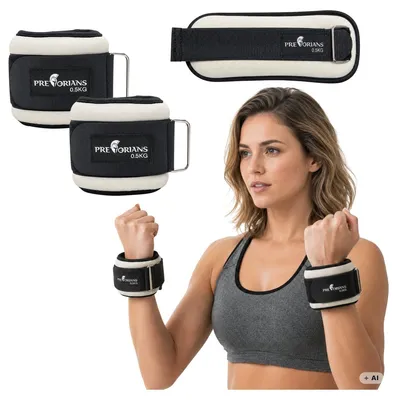 Zdjęcie produktu dla Obciążniki na kostki i nadgarstki 2x0,5 kg mankiety obciążeniowe do ćwiczeń na ręce i nogi fitness pilates kremowe