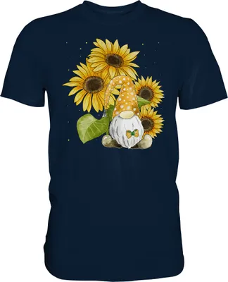 Produktbild von Gartenzwerg Sonnenblumen Shirt Gärtner Geschenk Garten – Navy / 4XL