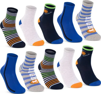Produktbild von 10 Paar Kinder Socken Jungen Baumwolle Kindersocken 54353 - Farbmix 35-38