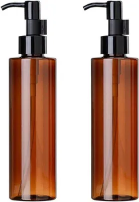 Immagine prodotto di Set di flaconi con dosatore Amber da 200 ml - 2 pezzi - Contenitori per prodotti di bellezza con dosatori neri