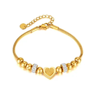 Produktbild von Vergoldetes Edelstahl Damenarmband Schlangenkette Herz Charm Zirkonia Geschenk Valentinstag