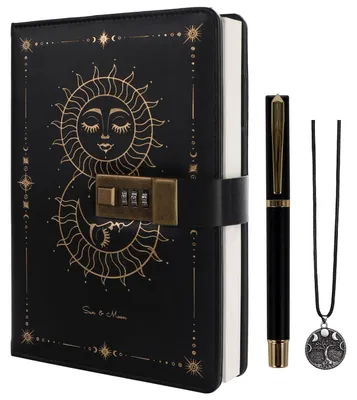 Immagine prodotto di Diario con chiusura a chiave, formato A5, ricaricabile, 224 pagine numerate, colore nero