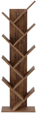 Produktbild von Bücherregal Baumform 9 Fächer Holz 40x20x127cm Vintagebraun