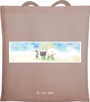 Produktbild von Mr. & Mrs. Panda Einkaufstasche Ostern Hasenschule - Braun Pastell - Geschenk, Jutebeutel, Beutel, Schultasche, Tote Bag, Tasche