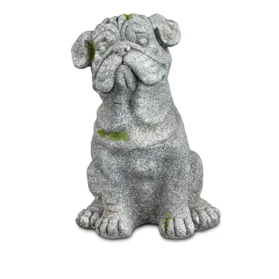 Produktbild von Dekofigur Hund Bulldogge sitzend H. 40cm grau Steinfarben Magnesia Formano WA