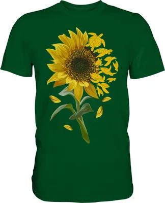 Produktbild von Schildkröten Sonnenblumen T-Shirt Garten Motiv Gärtner Geschenk – Bottle Green / XL