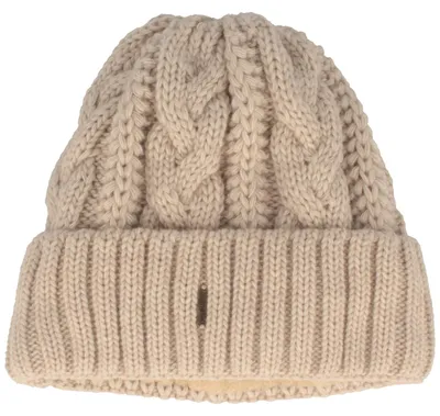 Productafbeelding van McBurn muts met kabelpatroon en brede boord, beige, one size