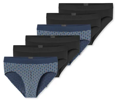 Produktbild von Schiesser Herren Rioslip 955 6-Pack schwarz,blaugemustert - Größe 4