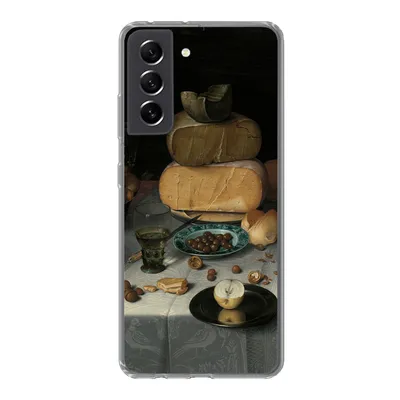 Produktbild von MuchoWow® Handyhülle Schutzhülle Hülle für Samsung Galaxy S21 FE Stilleben mit Käse - Gemälde von Floris Claesz. van Dijck Silikon Softcase Handy Hülle - Mobiltelefonhülle