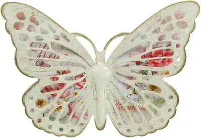Produktbild von Wanddeko Metall Schmetterling Landhausstil 29,5cm Vintage Frühlingsdeko