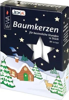 Produktbild von Baumkerzen 12 Stück, weiß 15 x 125mm