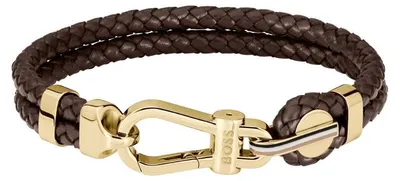 Immagine prodotto di Bracciale doppio alla moda in pelle marrone 1580700 - Lunghezza: 19 cm.