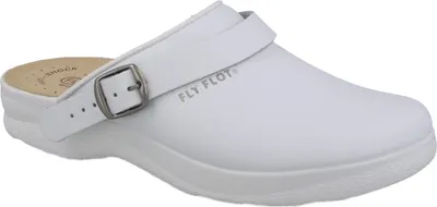Produktbild von Fly Flot Damen Hausschuhe Leder Clogs Fersenriemen flach 320631 , Größe:42 EU, Farbe:Weiß
