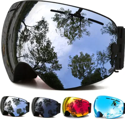 Produktbild von Skibrille Damen Herren, Schneebrille 100% UV-Schutz Skibrille für brillenträger, Anti-Nebel Snowboard Brille Ski Goggles