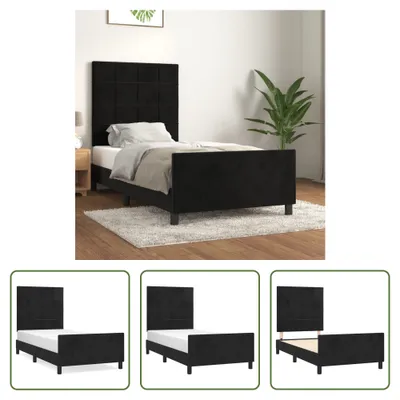 Obrázek produktu pro The Living Store Rám postele s čelem černý 90x190 cm sametový
